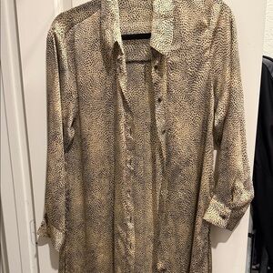Zara Women's Tan Leopard Print Button Down Shirt